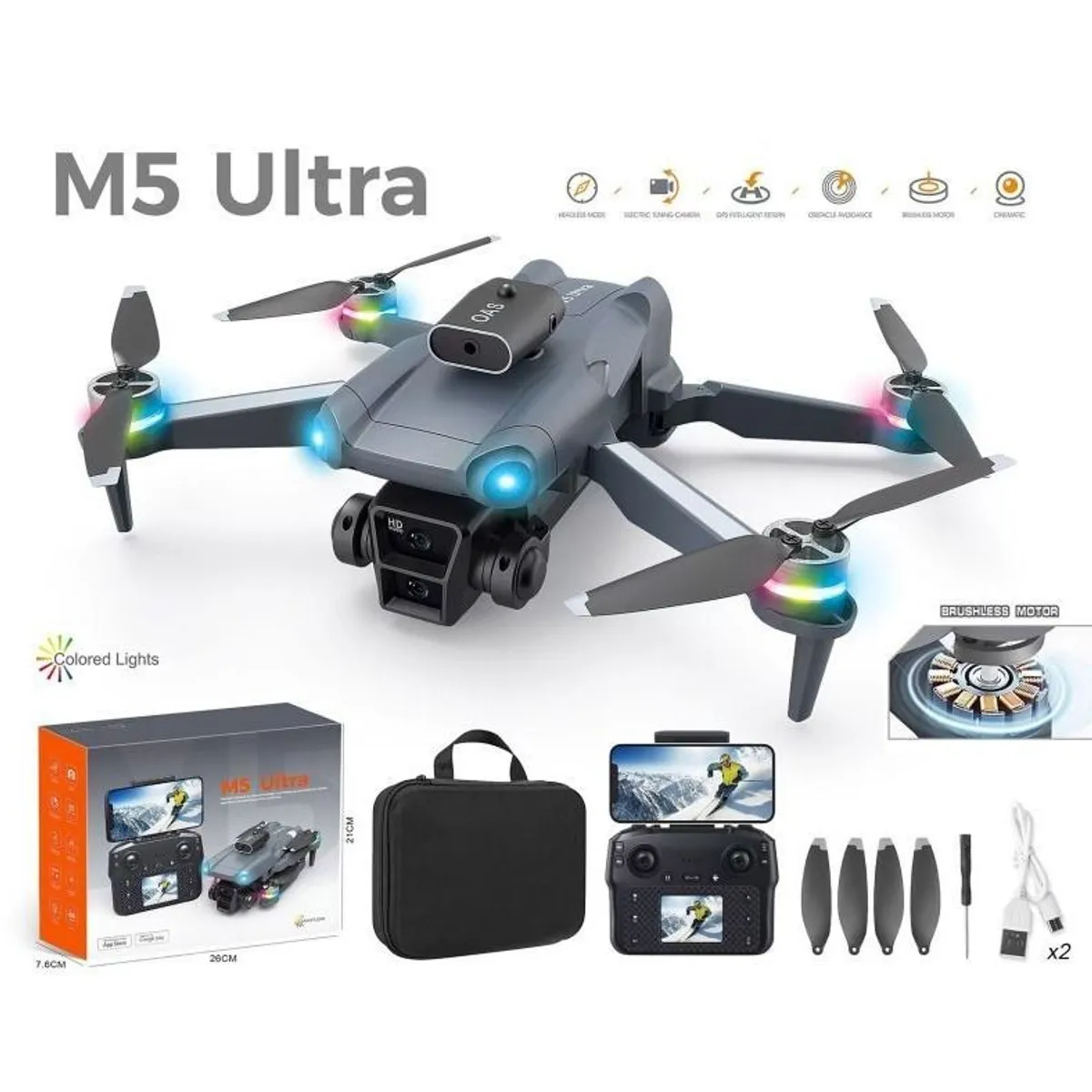 Dron M5 Ultra Sin Escobillas Dual Cámara